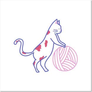 Cat and yarn Posters and Art